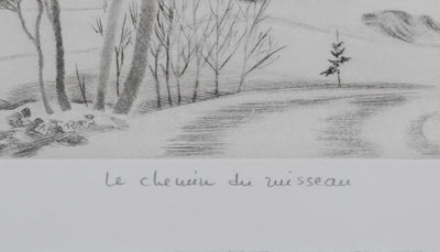 Camille COMBE : Le chemin du ruisseau, Gravure originale signée