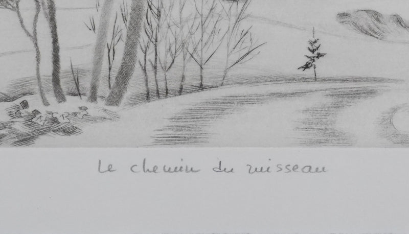 Camille COMBE : Le chemin du ruisseau, Gravure originale signée