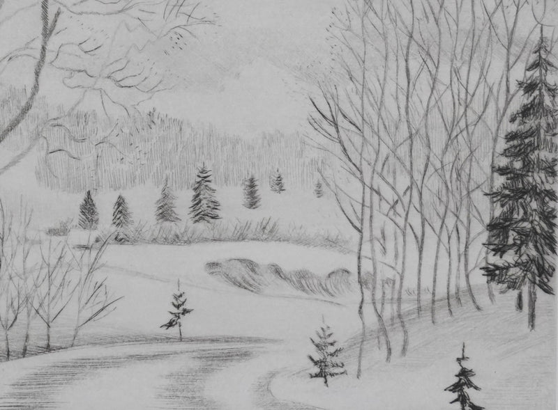 Camille COMBE : Le chemin du ruisseau, Gravure originale signée