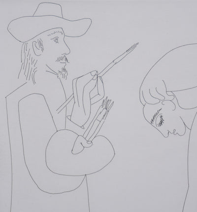 Pablo PICASSO : Les 156, Peintre et femme cueillant des fleurs, Gravure originale signée