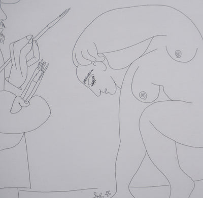 Pablo PICASSO : Les 156, Peintre et femme cueillant des fleurs, Gravure originale signée