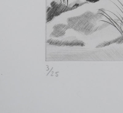 Camille COMBE : Sur la crête des dunes, Gravure originale signée