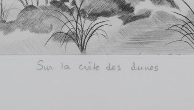 Camille COMBE : Sur la crête des dunes, Gravure originale signée