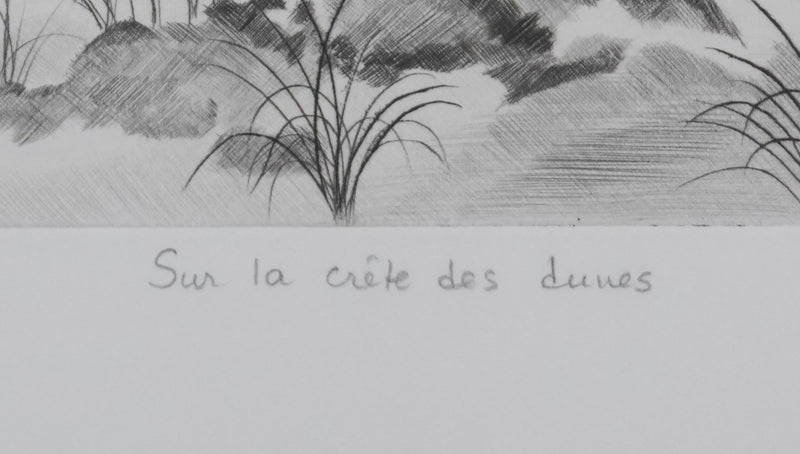Camille COMBE : Sur la crête des dunes, Gravure originale signée