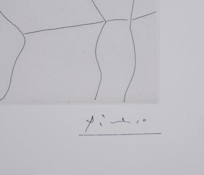 Pablo PICASSO : Les 156, Peintre et femme cueillant des fleurs, Gravure originale signée