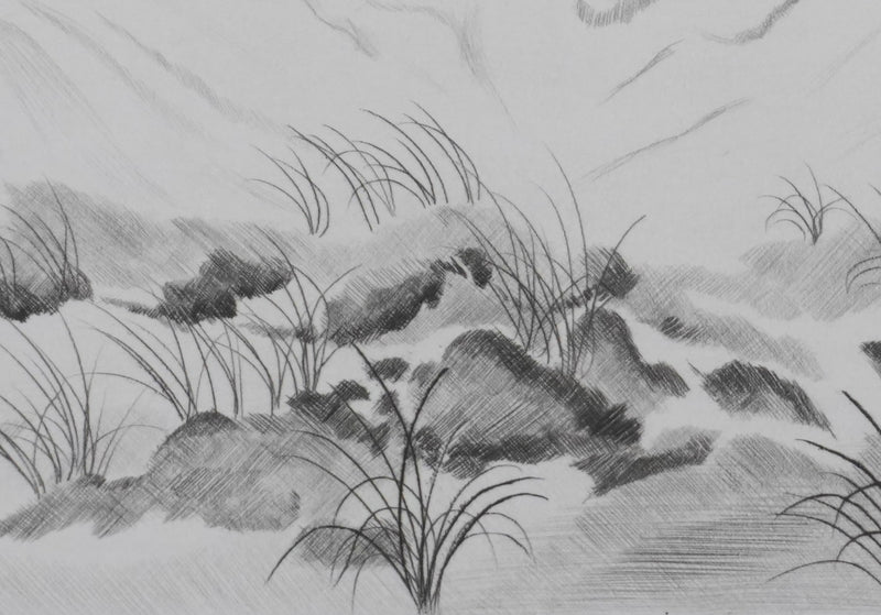 Camille COMBE : Sur la crête des dunes, Gravure originale signée