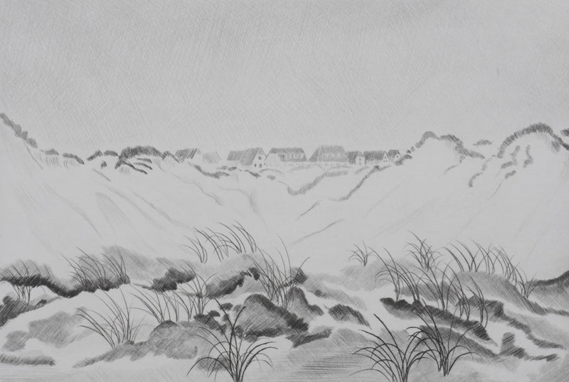 Camille COMBE : Sur la crête des dunes, Gravure originale signée