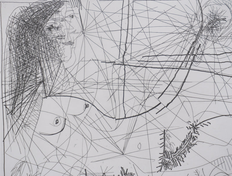 Pablo PICASSO : Les 156, Femme au miroir, Gravure originale signée