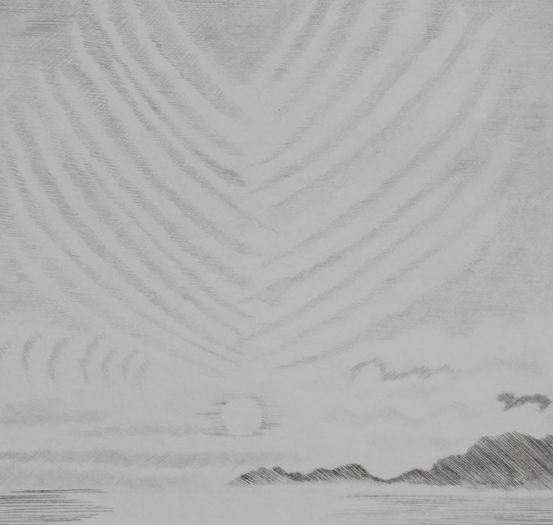 Camille COMBE : Soleil de minuit, Gravure originale signée