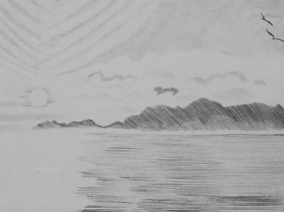 Camille COMBE : Soleil de minuit, Gravure originale signée
