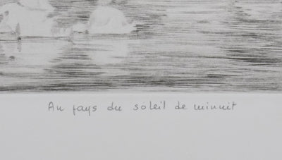 Camille COMBE : Au  pays du soleil de minuit, Gravure originale signée