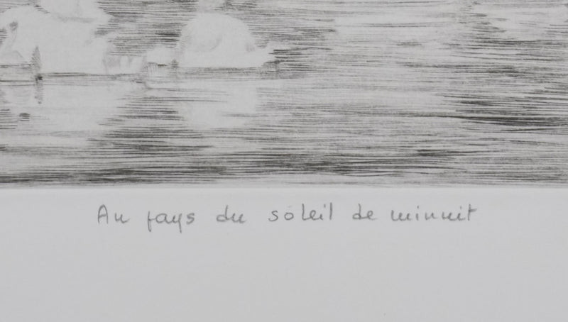 Camille COMBE : Au  pays du soleil de minuit, Gravure originale signée