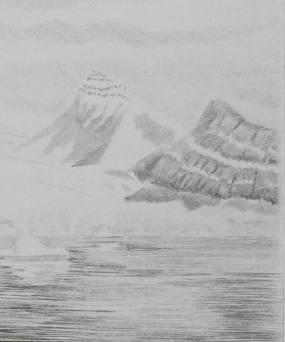 Camille COMBE : Au  pays du soleil de minuit, Gravure originale signée
