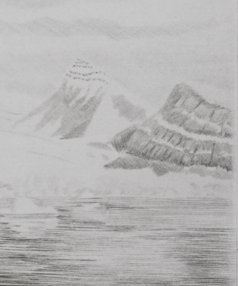 Camille COMBE : Au  pays du soleil de minuit, Gravure originale signée
