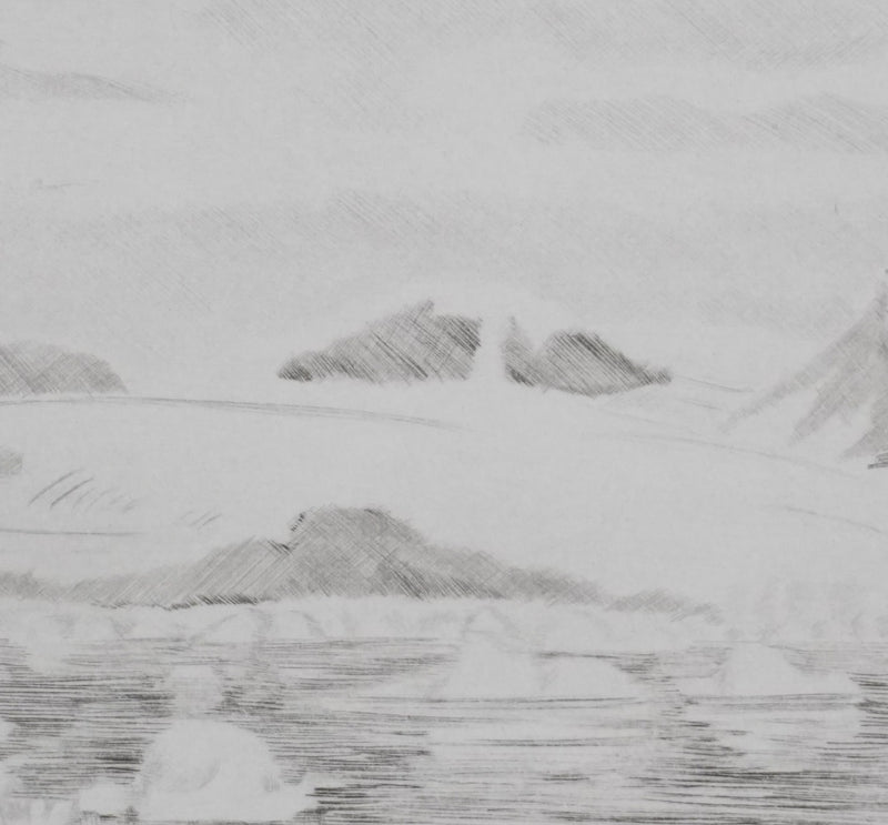 Camille COMBE : Au  pays du soleil de minuit, Gravure originale signée