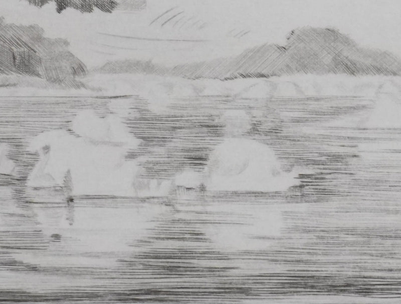 Camille COMBE : Au  pays du soleil de minuit, Gravure originale signée