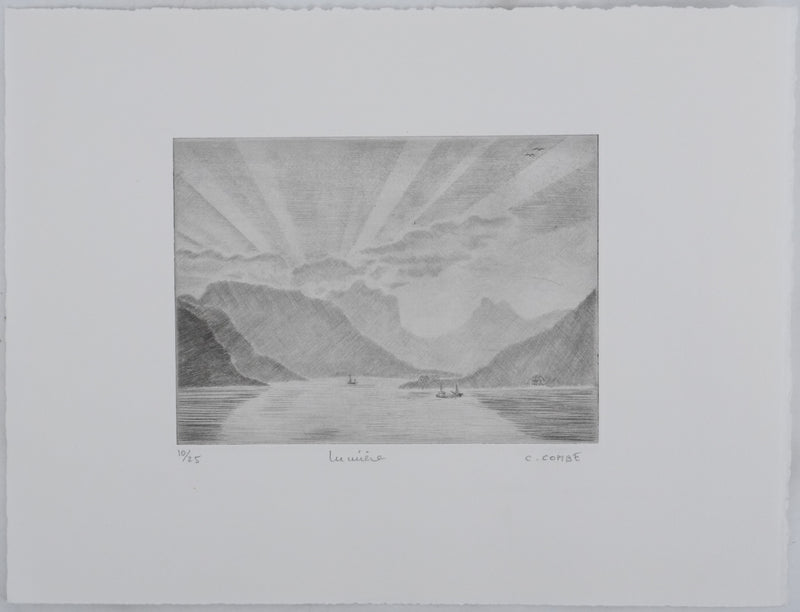 Camille COMBE : Lumière, Gravure originale signée