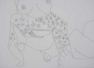 Pablo PICASSO : Les 156, Danse du ventre devant un homme impassible, Gravure originale signée