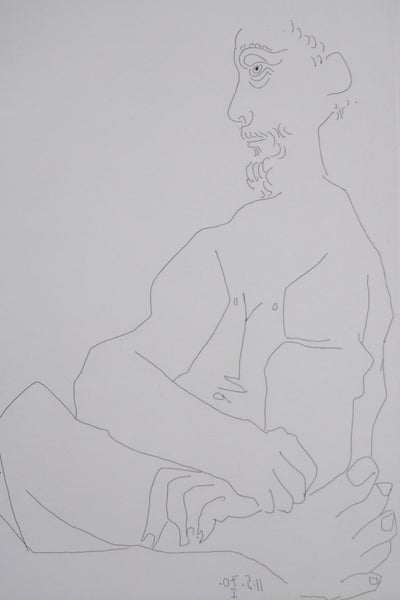 Pablo PICASSO : Les 156, Danse du ventre devant un homme impassible, Gravure originale signée