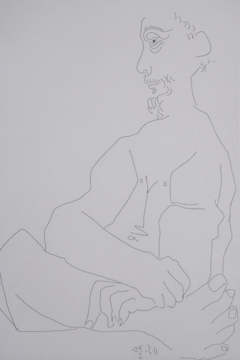 Pablo PICASSO : Les 156, Danse du ventre devant un homme impassible, Gravure originale signée
