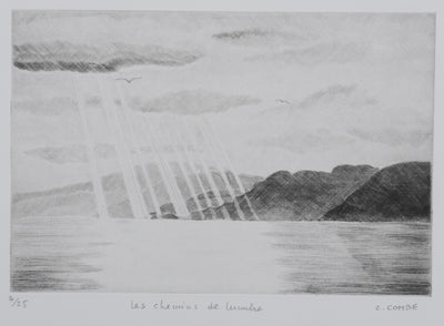 Camille COMBE : Les chemins de lumière, Gravure originale signée