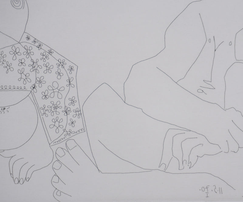 Pablo PICASSO : Les 156, Danse du ventre devant un homme impassible, Gravure originale signée