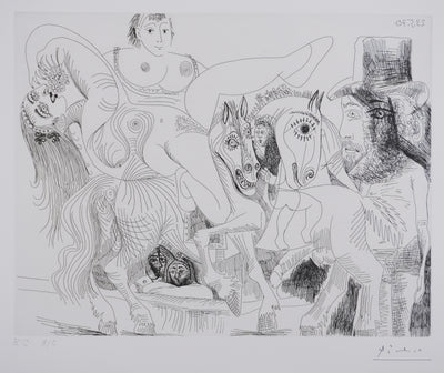 Pablo PICASSO : Les 156, Cirque, L’Écuyère au raisin, Gravure originale signée