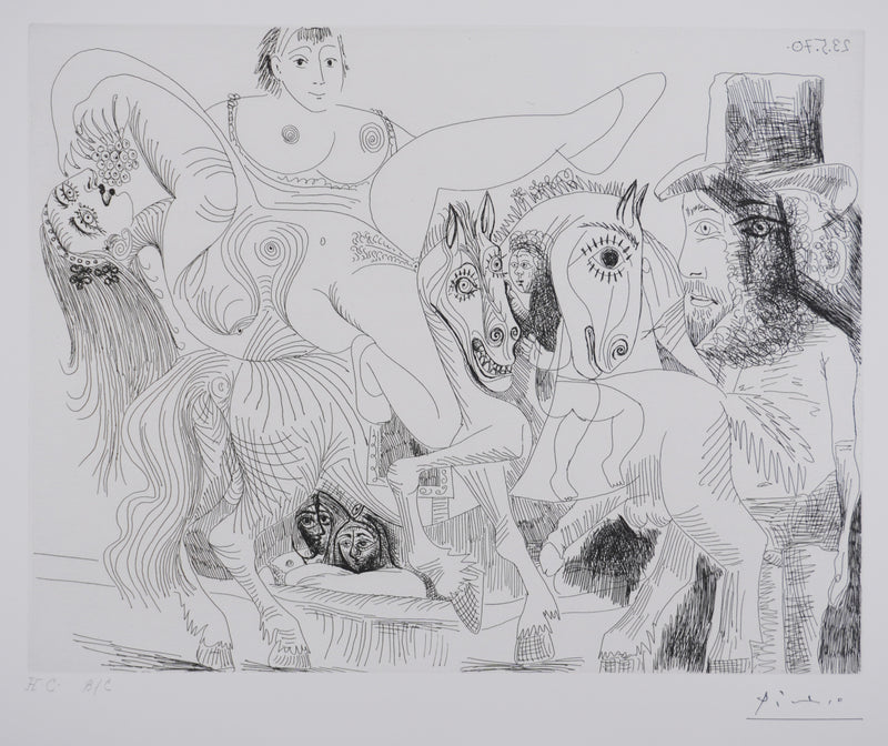 Pablo PICASSO : Les 156, Cirque, L’Écuyère au raisin, Gravure originale signée