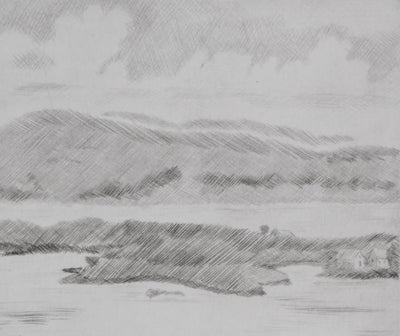 Camille COMBE : La ville sur l'eau, Gravure originale signée