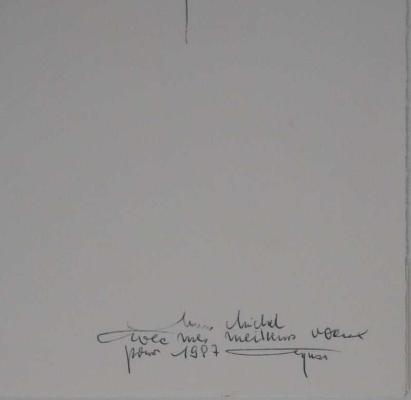 Alfonso AYUSO : La rose orange et rose, Gravure originale signée