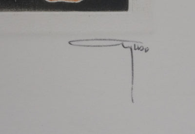 Alfonso AYUSO : La rose orange et rose, Gravure originale signée