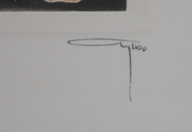 Alfonso AYUSO : La rose orange et rose, Gravure originale signée