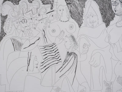Pablo PICASSO : Les 156, Après l’examen le père remmène son fils…, Gravure originale signée
