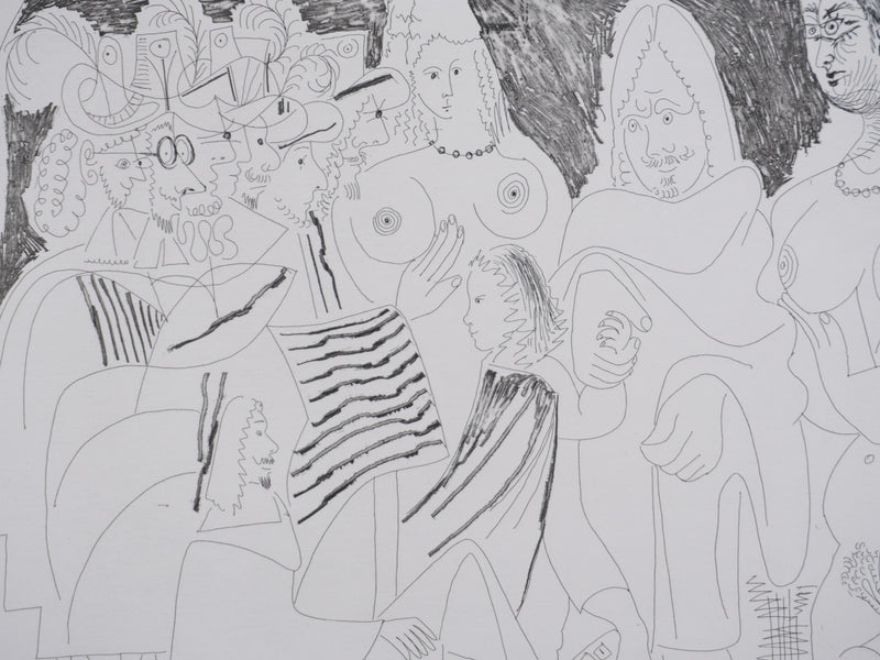 Pablo PICASSO : Les 156, Après l’examen le père remmène son fils…, Gravure originale signée