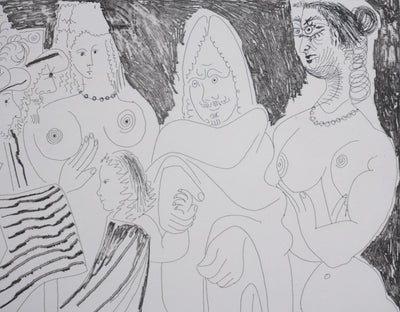 Pablo PICASSO : Les 156, Après l’examen le père remmène son fils…, Gravure originale signée