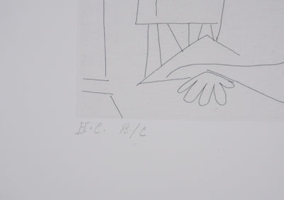 Pablo PICASSO : Les 156, Après l’examen le père remmène son fils…, Gravure originale signée