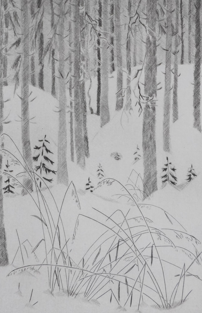 Camille COMBE : En forêt, Gravure originale signée
