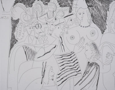 Pablo PICASSO : Les 156, Après l’examen le père remmène son fils…, Gravure originale signée