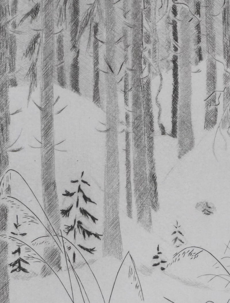 Camille COMBE : En forêt, Gravure originale signée