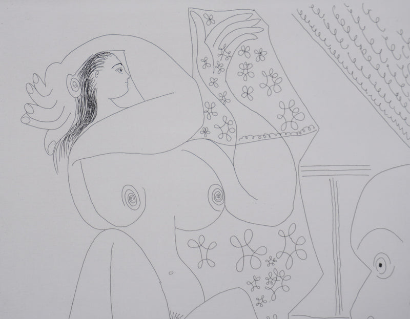 Pablo PICASSO : Les 156, Jeune peintre-Persée avec une chouette et odalisque-Méduse, Gravure originale signée