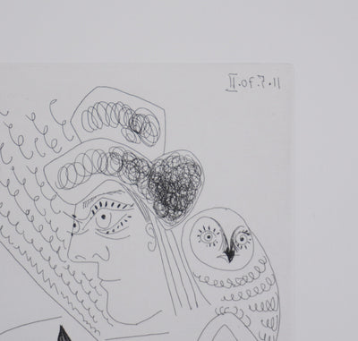 Pablo PICASSO : Les 156, Jeune peintre-Persée avec une chouette et odalisque-Méduse, Gravure originale signée