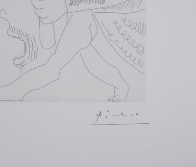 Pablo PICASSO : Les 156, Jeune peintre-Persée avec une chouette et odalisque-Méduse, Gravure originale signée