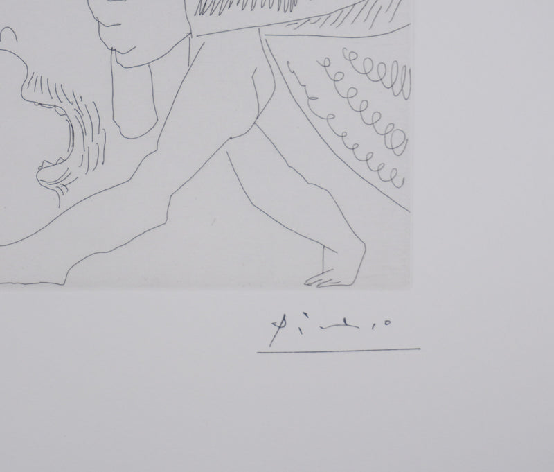 Pablo PICASSO : Les 156, Jeune peintre-Persée avec une chouette et odalisque-Méduse, Gravure originale signée