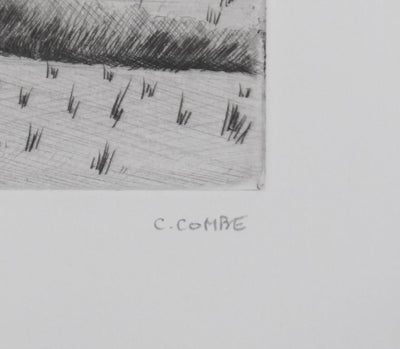 Camille COMBE : A travers les plaines du Nord, Gravure originale signée