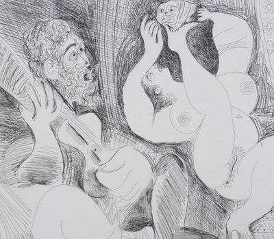 Pablo PICASSO : Les 156, Danseuse tâchant de séduire la chouette… , Gravure originale signée