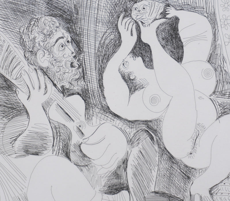 Pablo PICASSO : Les 156, Danseuse tâchant de séduire la chouette… , Gravure originale signée