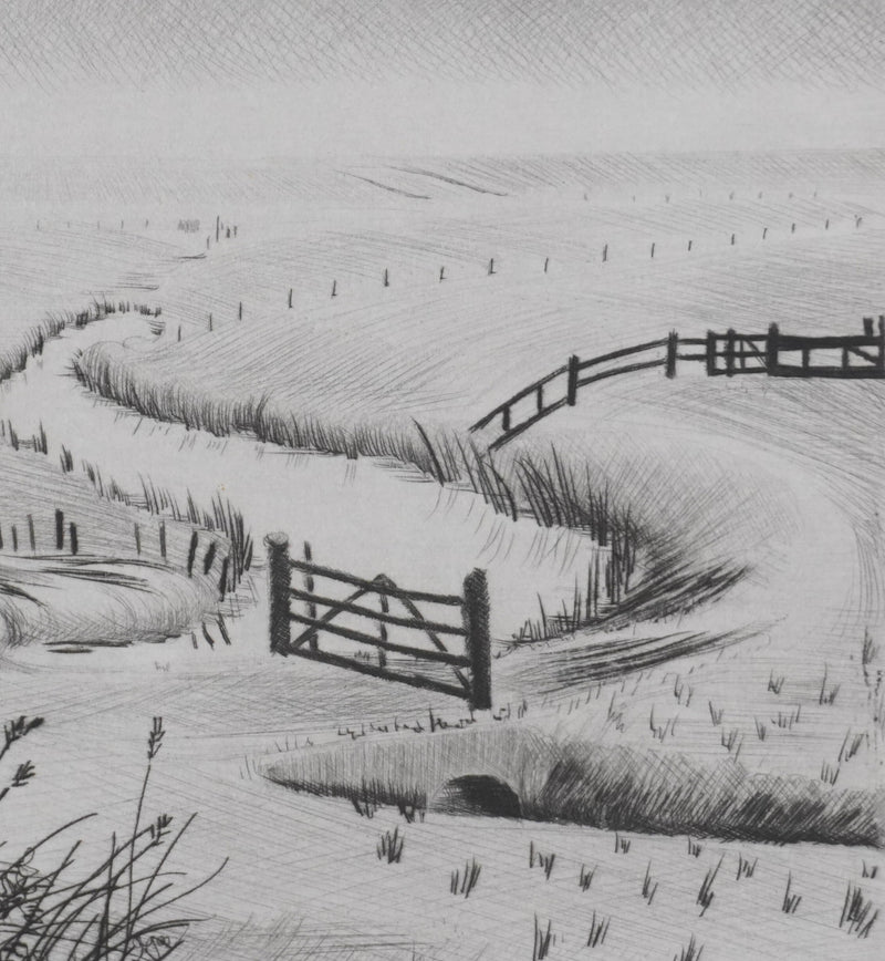 Camille COMBE : A travers les plaines du Nord, Gravure originale signée
