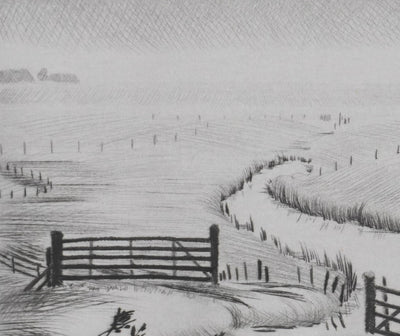 Camille COMBE : A travers les plaines du Nord, Gravure originale signée