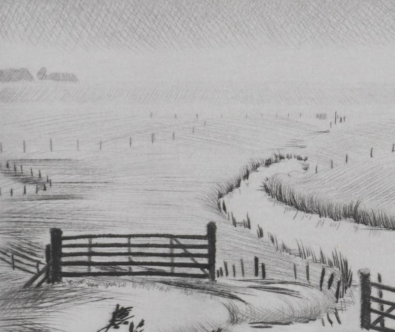 Camille COMBE : A travers les plaines du Nord, Gravure originale signée