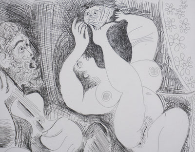 Pablo PICASSO : Les 156, Danseuse tâchant de séduire la chouette… , Gravure originale signée